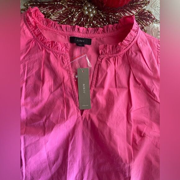 J Crew Dress  Womens Pink Sz XS  Ruffle Neck Short Sleeve Tiered Popover Cotton - Picture 11 of 14